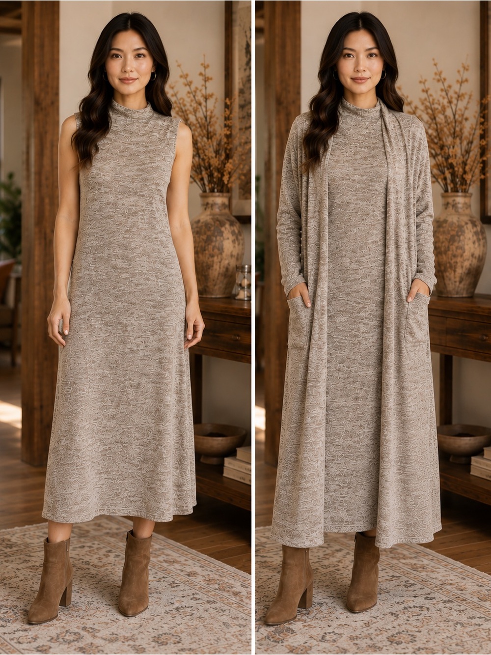 Dear Scarlett Olive Two-Piece Dress & Cardigan Set 🤎🌿